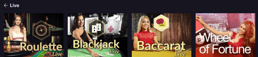 Spinfields Casino table games